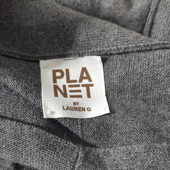 Planet by Lauren G Cotton Varsity Cardigan Oversized Charcoal One Size - Picture 5 of 7